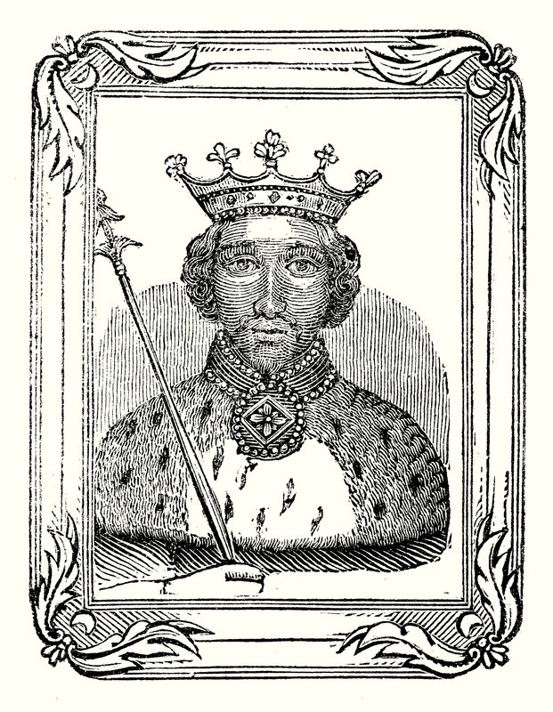 理查德二世生于 1366 年，1377 年加冕，1399 年被谋杀（雕刻）。 作者 英语学校