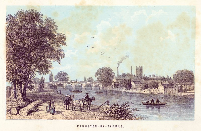River Thames: Kingston-on-Thames (coloured engraving) 作者 英语学校