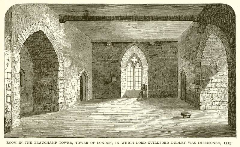 位于伦敦塔的Beauchamp Tower的房间，其中Guildford Dudley勋爵被监禁，1554年 作者 英语学校