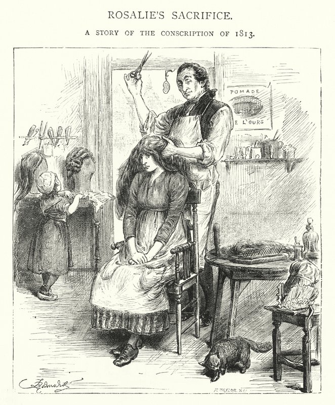 罗莎莉的抄写，1813 年征兵的故事（版画） 作者 英语学校