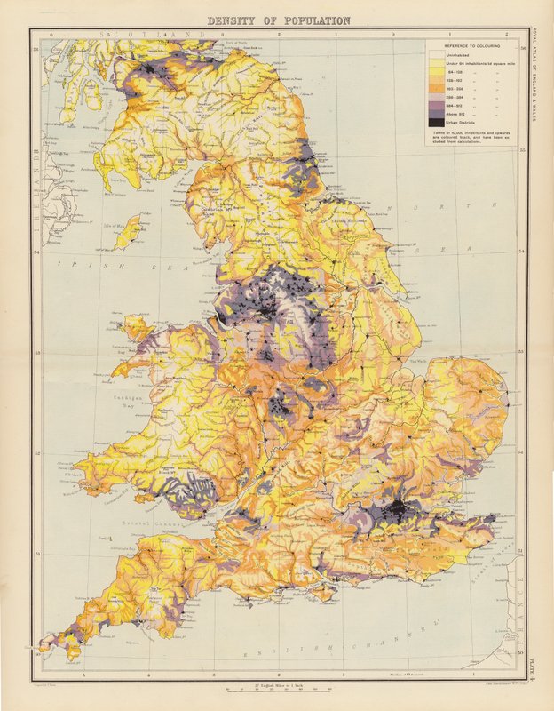 皇家地图集》，约 1900 年：人口密度（彩色印刷版） 作者 英语学校
