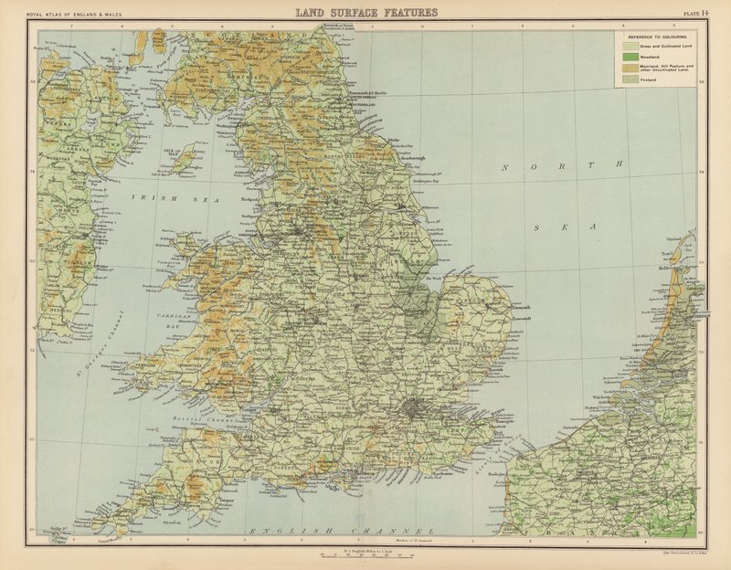 皇家地图集》，约 1900 年：地表特征（彩色平版） 作者 英语学校