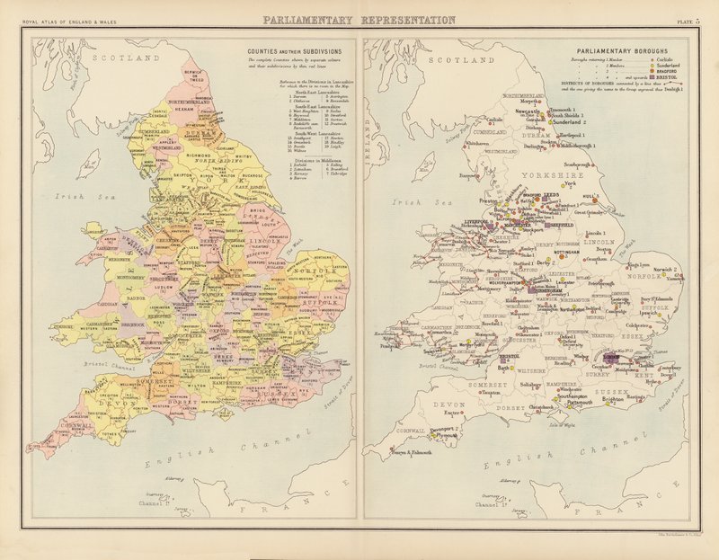 皇家地图集》，约 1900 年：议会代表制（彩色印刷版） 作者 英语学校