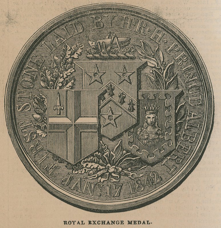 皇家交易所奖章，旨在纪念1844年皇家交易所的开幕 作者 英语学校