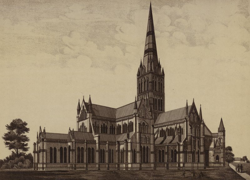 Salisbury Cathedral, from the North East (litho) 作者 英语学校