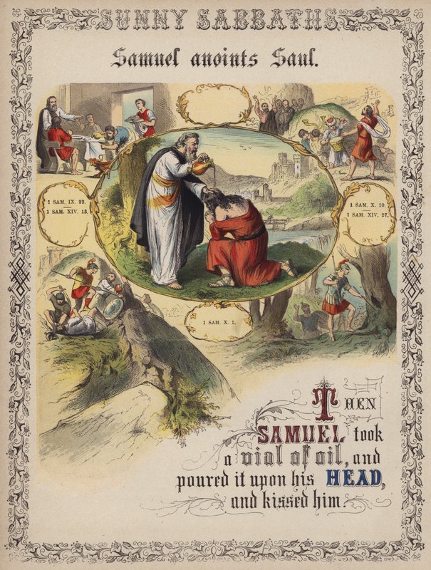 Samuel anoints Saul (coloured engraving) 作者 英语学校