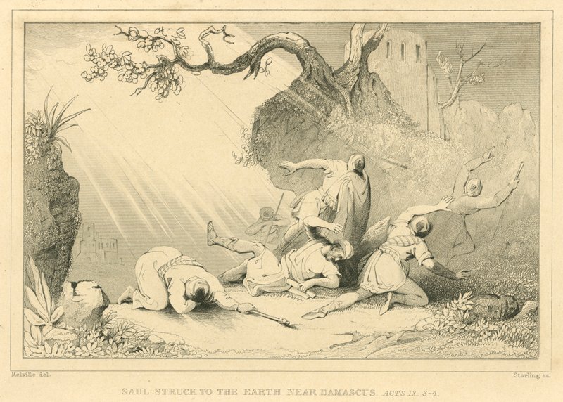 Saul struck to the Earth near Damascus, Acts IX, 3-4 (engraving) 作者 英语学校