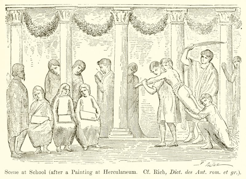 在学校的场景（在Herculaneum的绘画之后.Cf.Rich，Dict.des Ant.rom.et gr。） 作者 英语学校