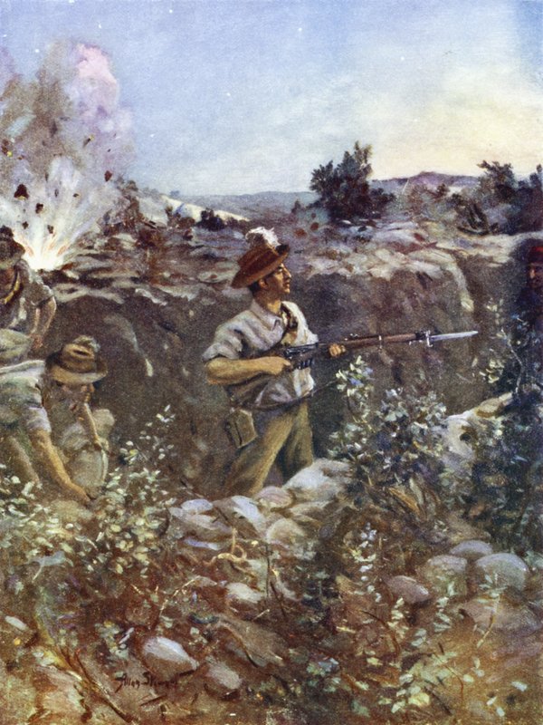 第二中尉Hugo Throssell持有土耳其战壕的一部分，对抗敌人的反击，Hill 60，Gallipoli，1915年8月29日 作者 英语学校