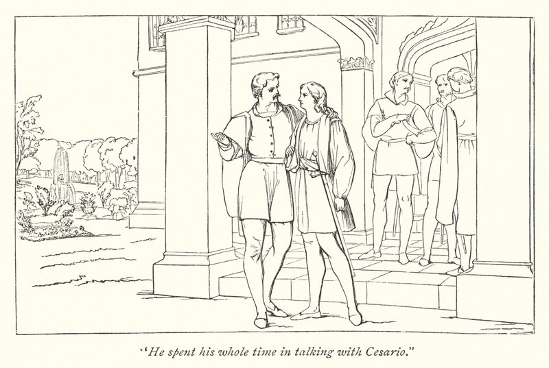 莎士比亚的第十二夜； Orsino 将 Viola 送给 Olivia（雕刻） 作者 英语学校