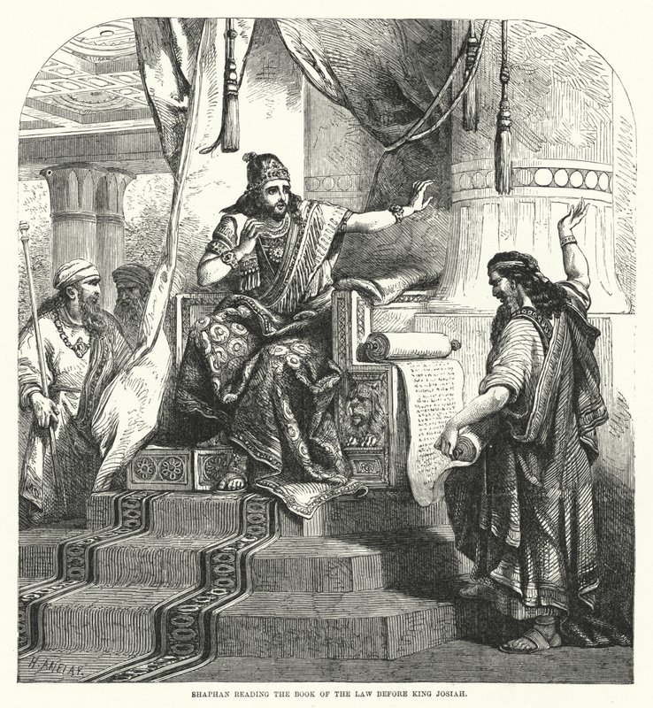 Shaphan reading the Book of the Law before King Josiah (engraving) 作者 英语学校