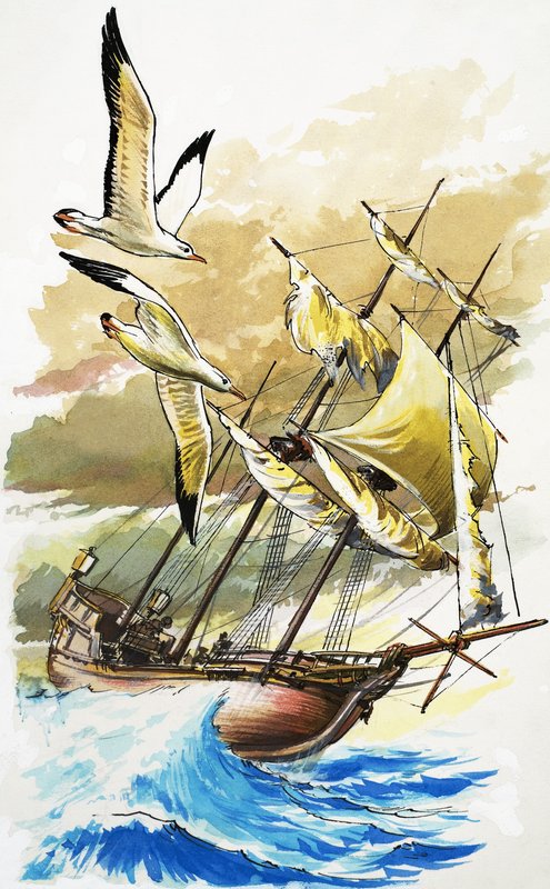 船在风雨如磐的海面上 作者 英语学校