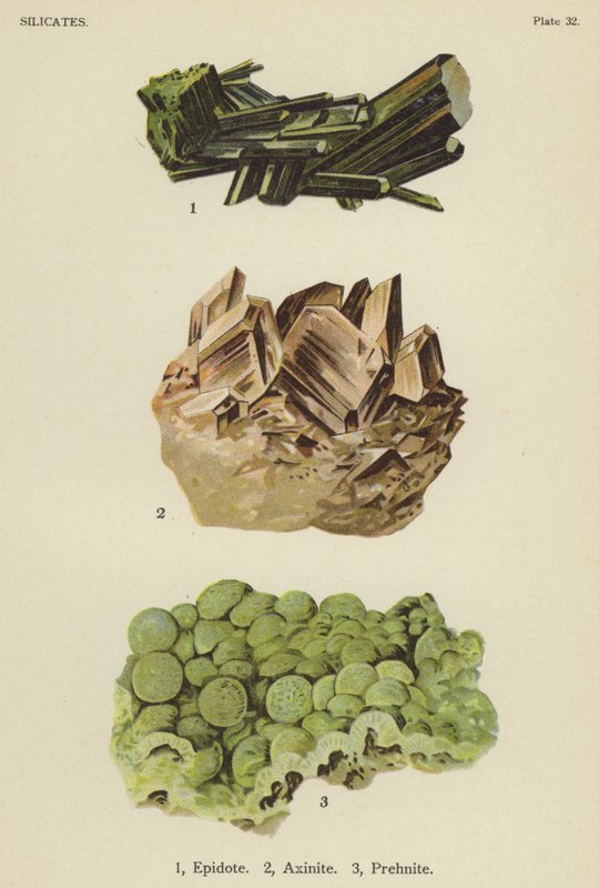 Silicates, epidote, axinite, prehnite (colour litho) 作者 英语学校