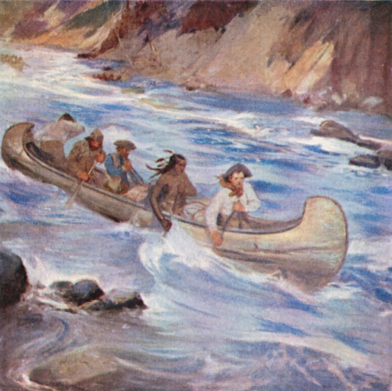 西蒙-弗雷泽拍摄弗雷泽河的激流（彩色石版画） 作者 英语学校