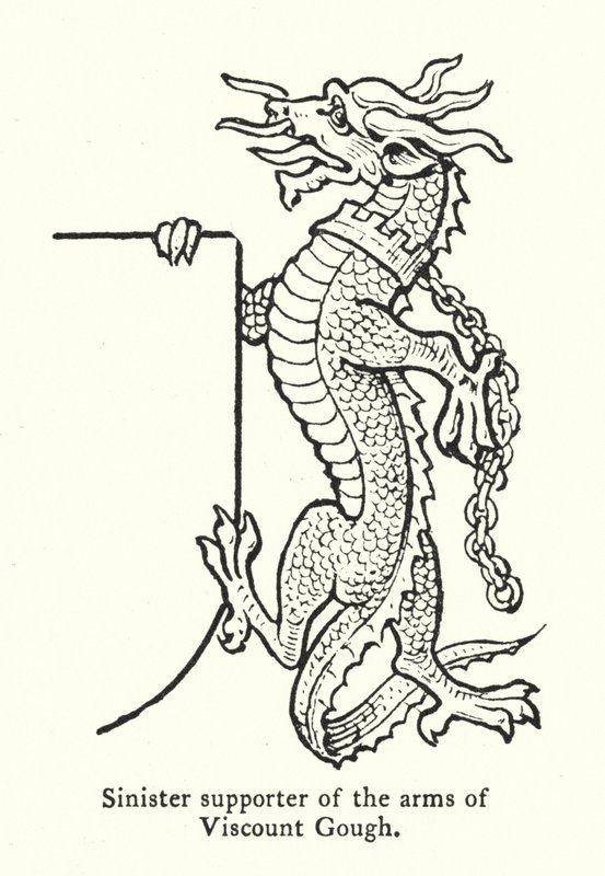Sinister supporter of the arms of Viscount Gough (engraving) 作者 英语学校