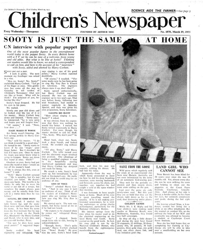 1955年3月“儿童报”的头版“黑烟报”（新闻纸） 作者 英语学校