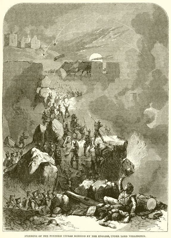在威灵顿勋爵（Lord Wellington）的指导下，英国城堡罗德里戈（Ciudad Rodrigo）的风暴 作者 英语学校