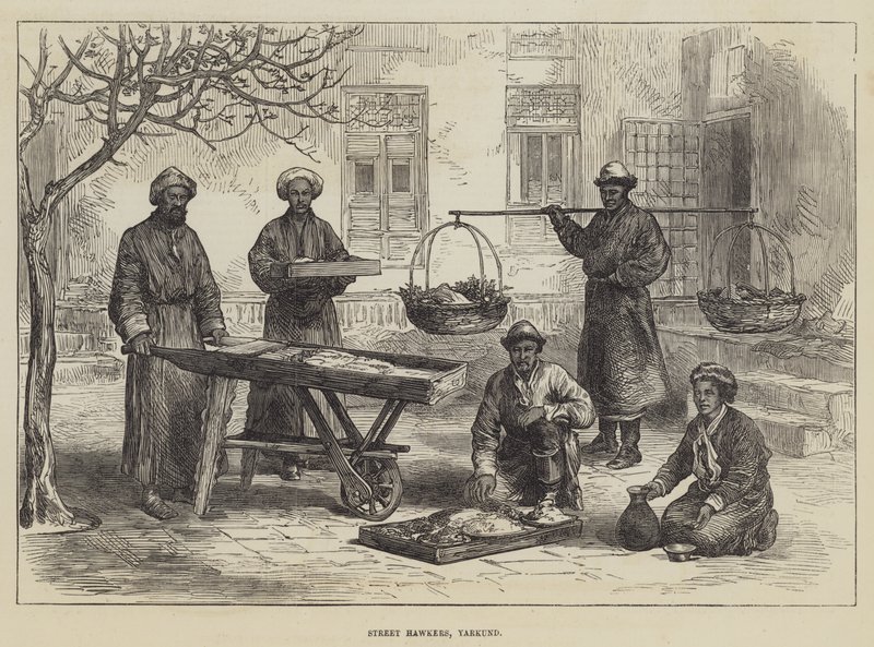 街头小贩，Yarkund（雕刻） 作者 英语学校