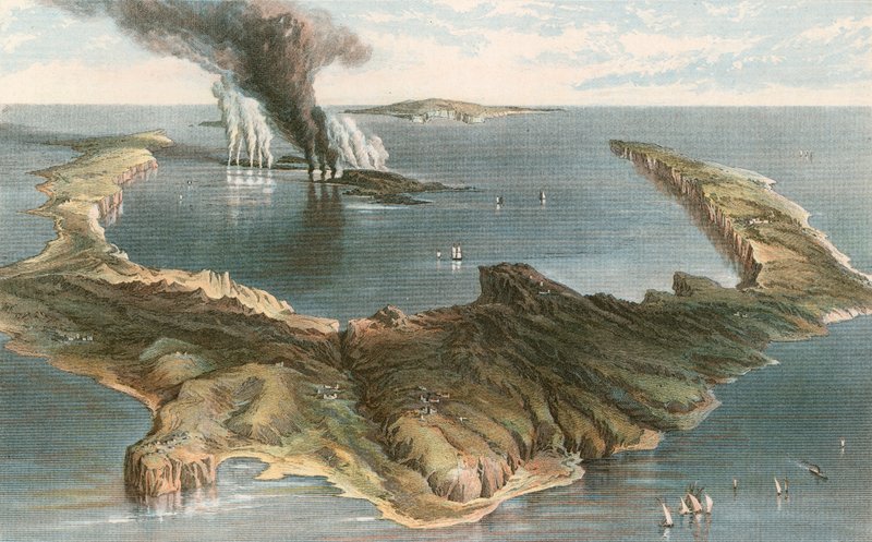 潜艇火山 - 圣托里尼岛，在1866年的火山爆发期间 作者 英语学校