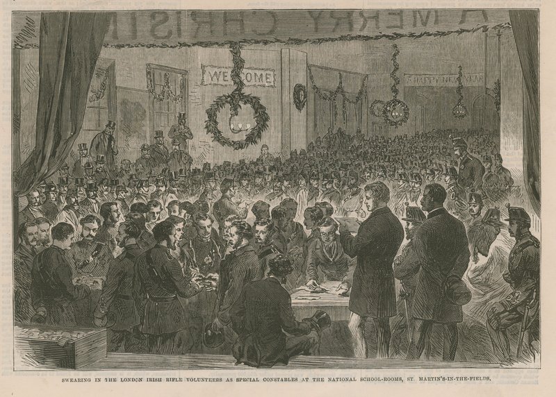 在伦敦爱尔兰步枪志愿者中宣誓作为特别警员 作者 英语学校