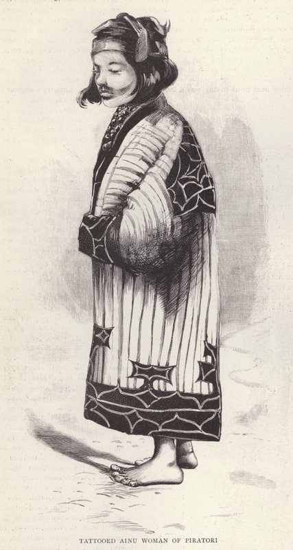 日本 Piratori 的纹身阿伊努女人（石版画） 作者 英语学校