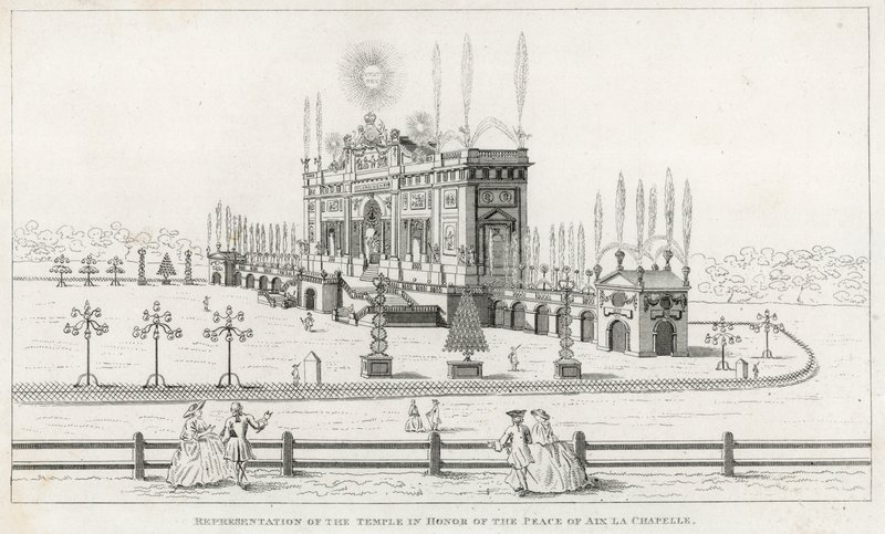 寺庙以纪念和平的Aix la Chapelle 1749年 作者 英语学校