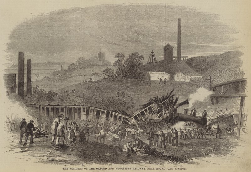 The Accident on the Oxford and Worcester Railway, near Round Oak Station (engraving) 作者 英语学校