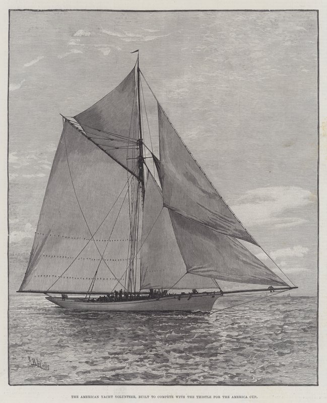 The American Yacht Volunteer，专为与 Thistle 竞争美洲杯而建造（雕刻） 作者 英语学校