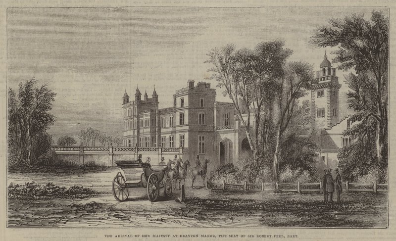 女王陛下到达德雷顿庄园，罗伯特皮尔爵士的座位，男爵 作者 英语学校