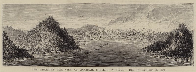 The Ashantee War, View of Aquidah, shelled by HMS "Druid", 28 August 1873 (engraving) 作者 英语学校