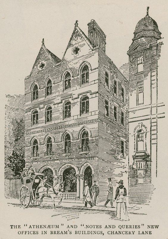The Athenaeum和Notes and Queries位于伦敦Chancery Lane的Breams Buildings的新办公室 作者 英语学校
