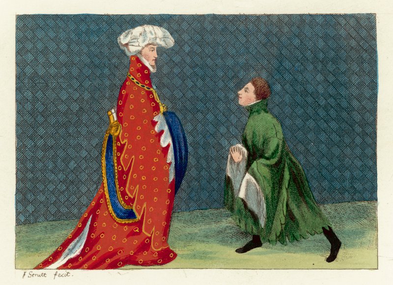 The Author paying his respects to a Gascoigne Knight (coloured engraving) 作者 英语学校