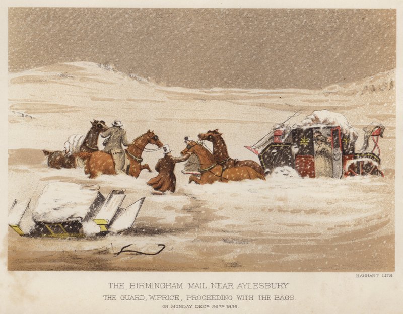 The Birmingham mail, near Aylesbury, the guard W Price, proceeding with the bags (colour litho) 作者 英语学校