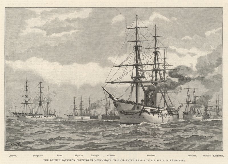 The British Squadron cruising in Mozambique Channel under Rear-Admiral Sir E R Fremantle (engraving) 作者 英语学校