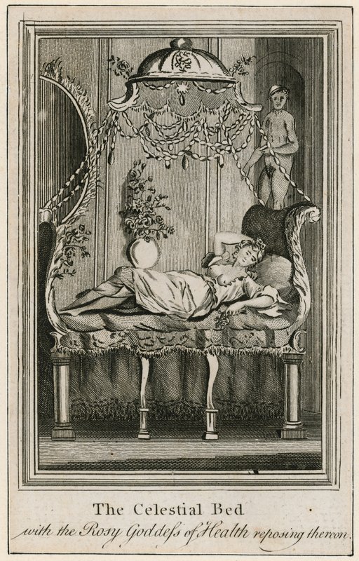 The Celestial Bed，与玫瑰色的健康女神一起寄托在其上 作者 英语学校