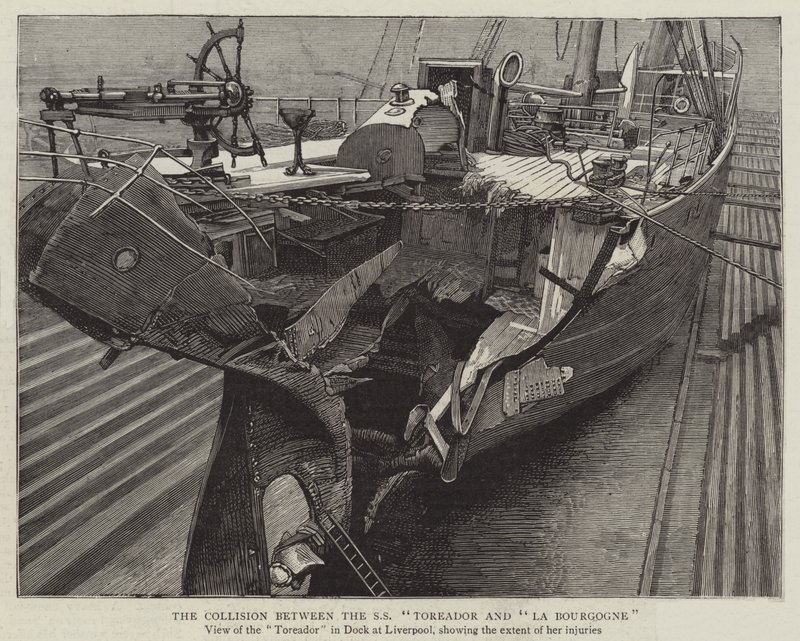 SS“Toreador”和“La Bourgogne”之间的碰撞（雕刻） 作者 英语学校