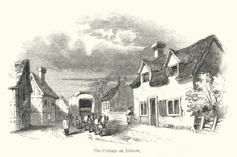 埃尔斯托的山寨（雕刻）（The Cottage at Elstow）。 作者 英语学校