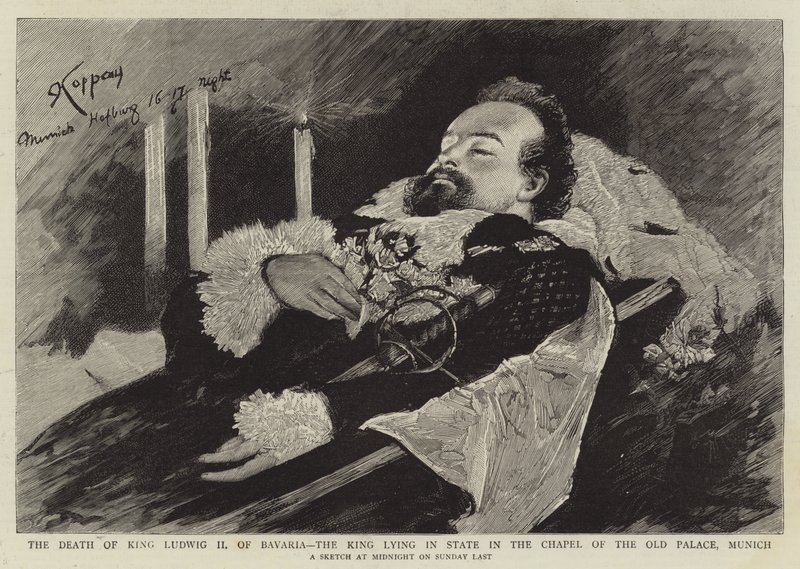 The Death of King Ludwig II of Bavaria, the King Lying in State in the Chapel of the Old Palace, Munich (engraving) 作者 英语学校