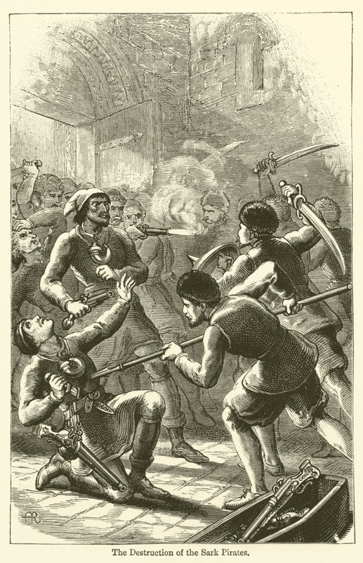 萨克岛海盗的毁灭（雕版画 作者 英语学校