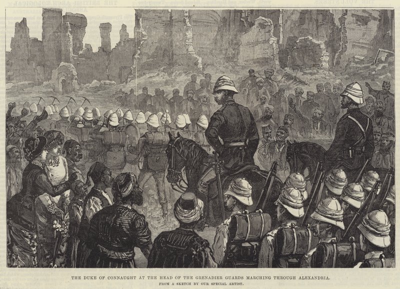 康诺特公爵率领掷弹兵卫队行进穿过亚历山大港（版画） 作者 英语学校