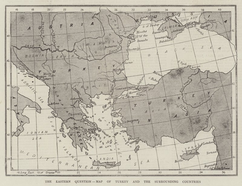 东方问题，土耳其及周边国家地图（雕刻） 作者 英语学校