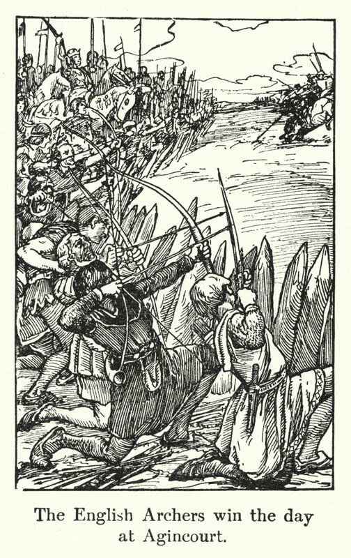 The English Archers win the day at Agincourt (litho) 作者 英语学校