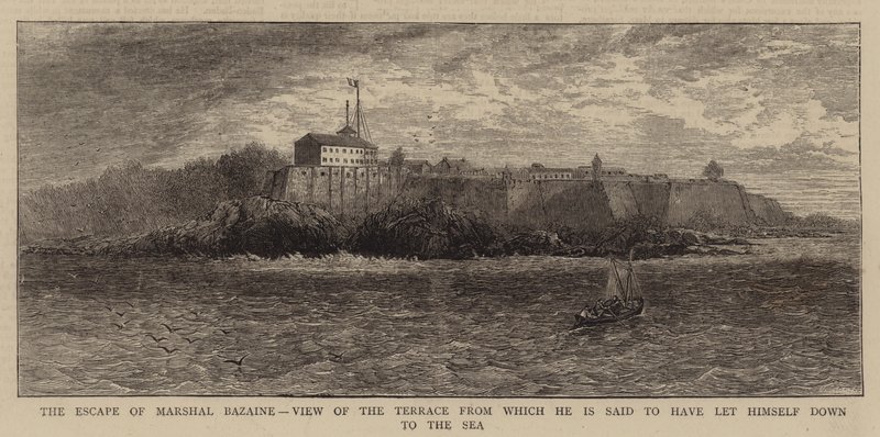 巴赞元帅的逃亡，据说他从那里下海的露台景观（版画） 作者 英语学校