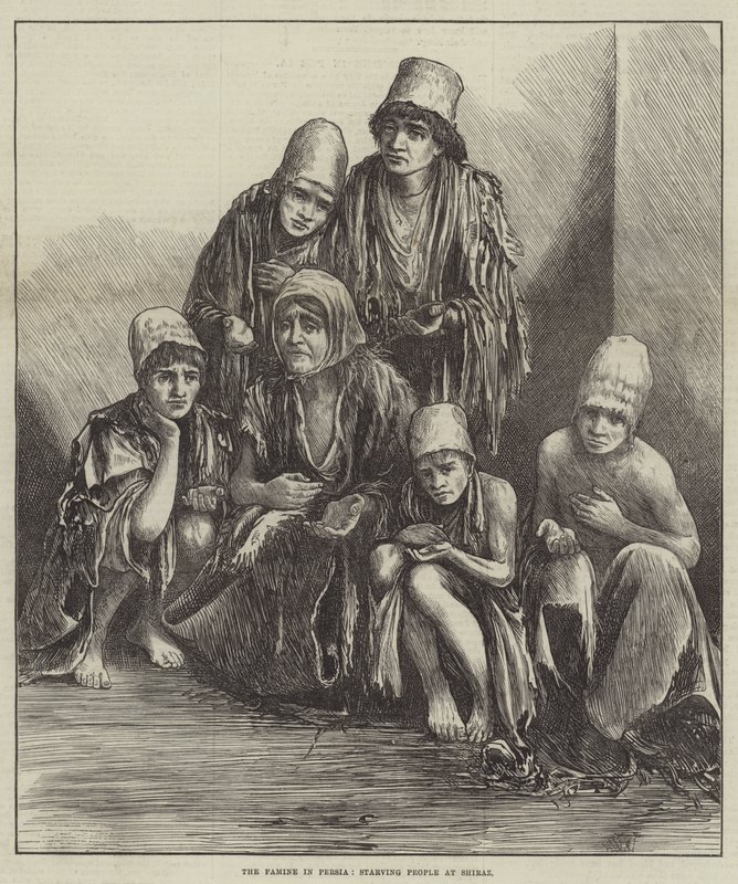 波斯饥荒，设拉子饿死人（版画） 作者 英语学校