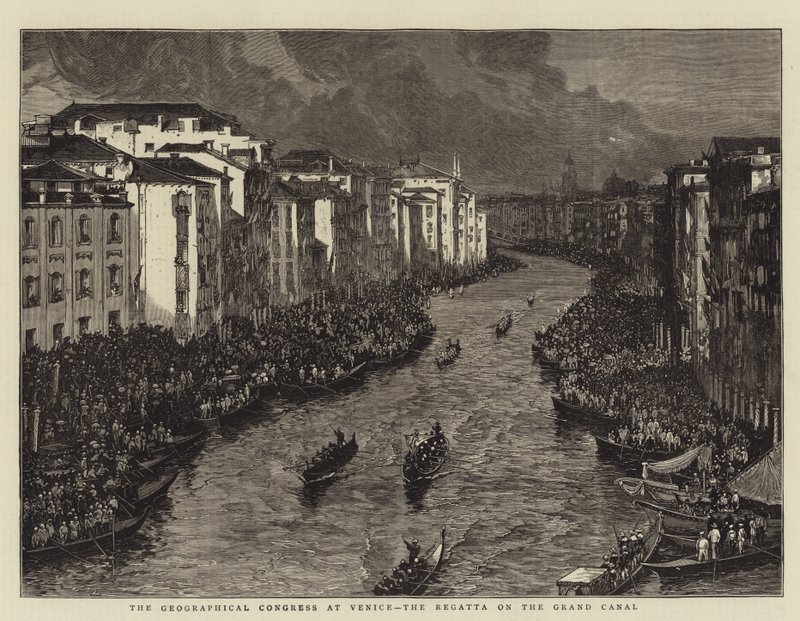 威尼斯地理大会，大运河帆船赛（版画） 作者 英语学校