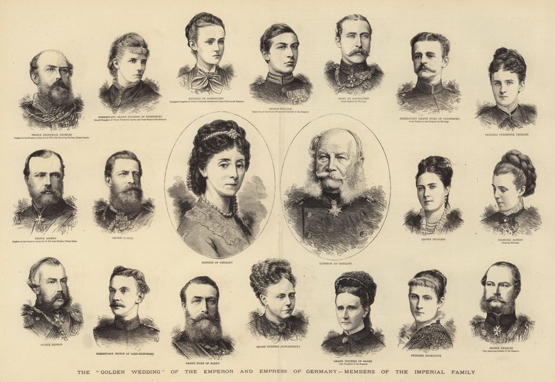 The "Golden Wedding" of the Emperor and Empress of Germany, Members of the Imperial Family (engraving) 作者 英语学校