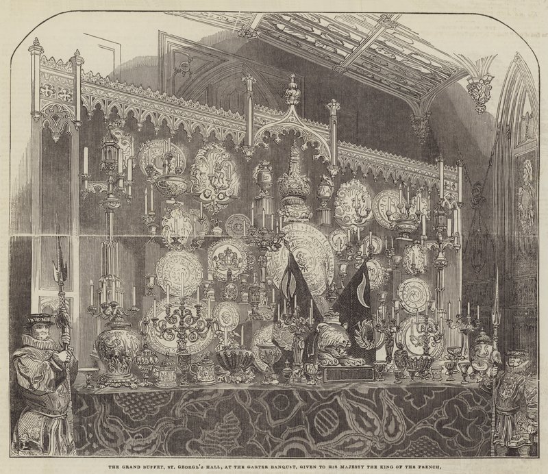 嘉德宴会上的盛大自助餐，圣乔治大厅，献给法国国王陛下（版画） 作者 英语学校