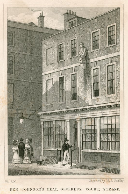 Grecian咖啡馆，Devereux Court，Strand，拥有Ben Johnson半身像 作者 英语学校