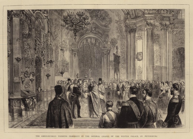 The Greco-Russian Wedding Ceremony in the Imperial Chapel of the Winter Palace, St Petersburg (engraving) 作者 英语学校
