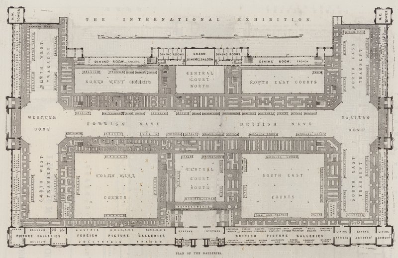 国际展览，画廊平面图（版画） 作者 英语学校